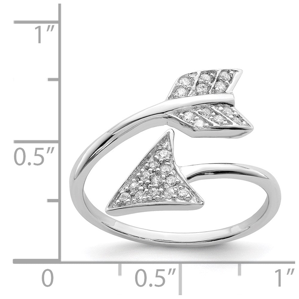 Sterlingsilber Rhodiniert Verstellbar Poliert Zirkonia Pfeil Ring