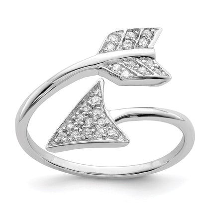 Sterlingsilber Rhodiniert Verstellbar Poliert Zirkonia Pfeil Ring