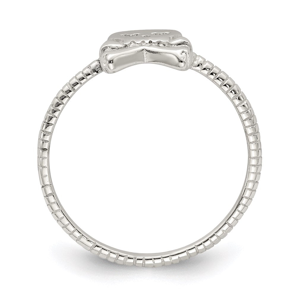 Sterlingsilber Poliert & Strukturiert Totenkopf Crossbones Ring