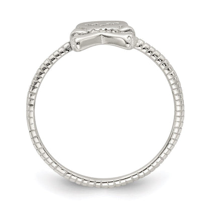 Sterlingsilber Poliert & Strukturiert Totenkopf Crossbones Ring