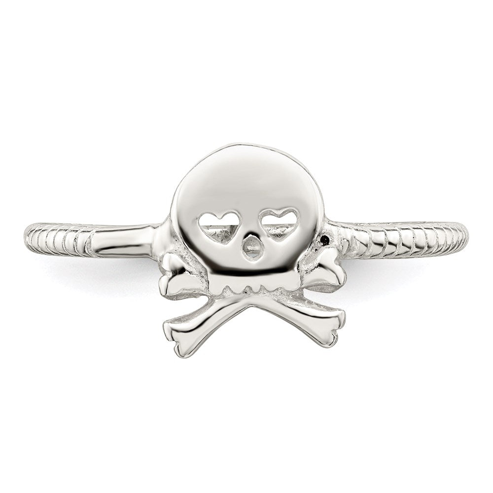 Sterlingsilber Poliert & Strukturiert Totenkopf Crossbones Ring