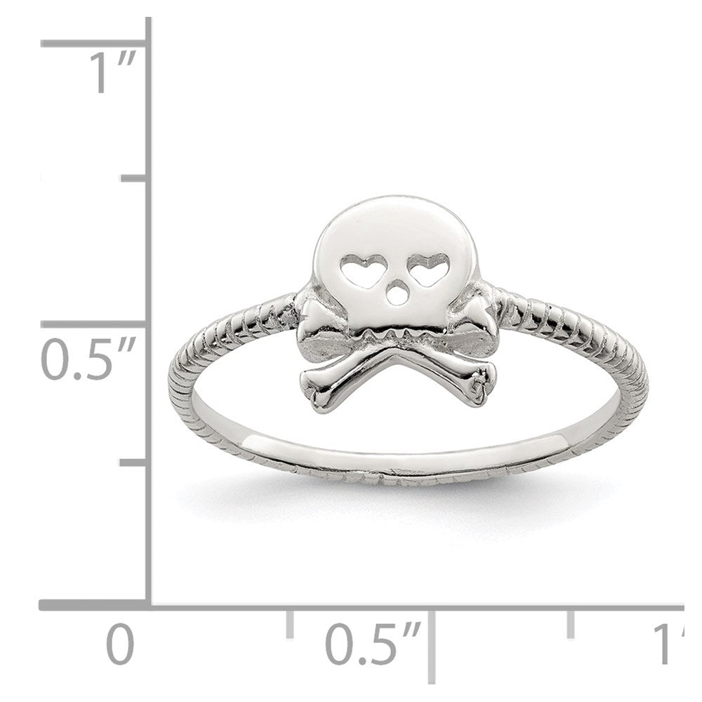 Sterlingsilber Poliert & Strukturiert Totenkopf Crossbones Ring