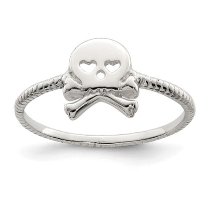 Sterlingsilber Poliert & Strukturiert Totenkopf Crossbones Ring
