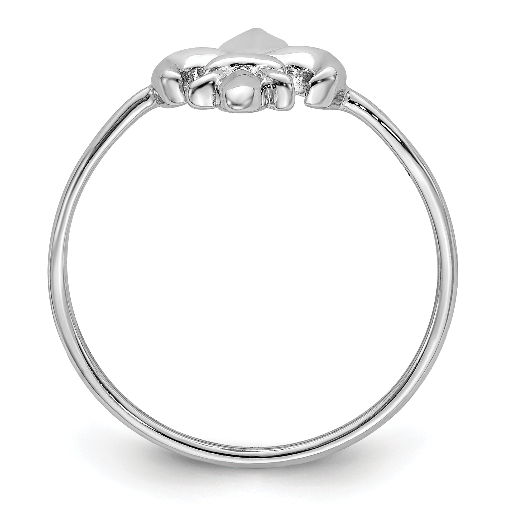Sterlingsilber Rhodiniert Poliert Fleur De Lis Ring