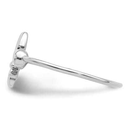 Sterlingsilber Rhodiniert Poliert Fleur De Lis Ring