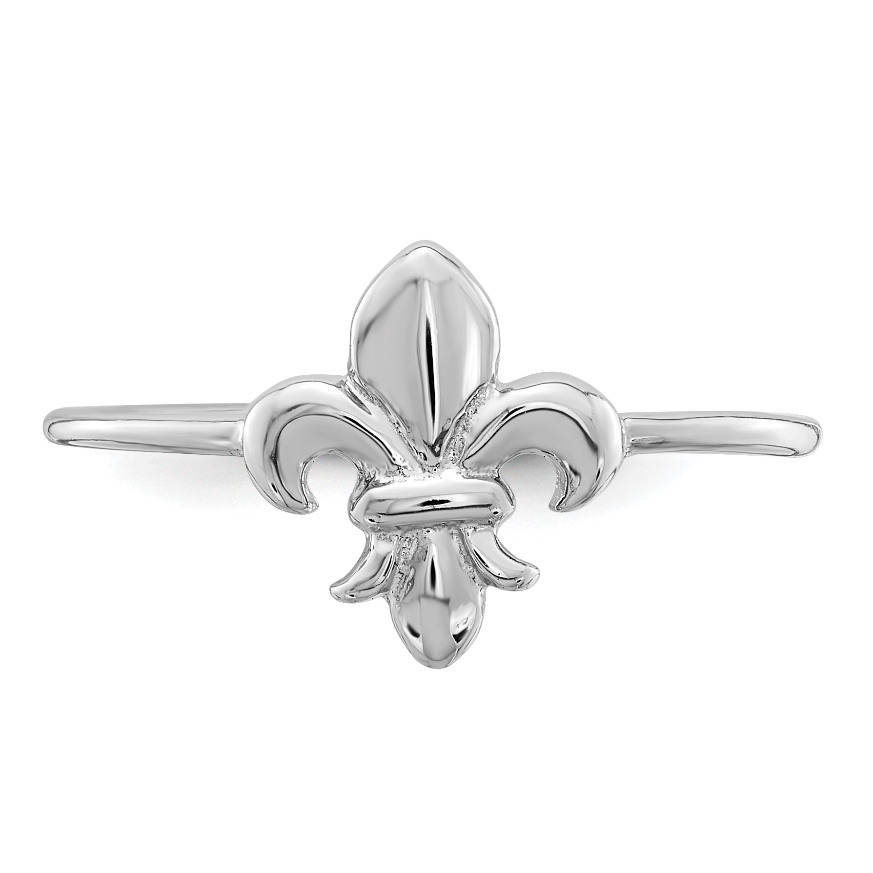 Sterlingsilber Rhodiniert Poliert Fleur De Lis Ring