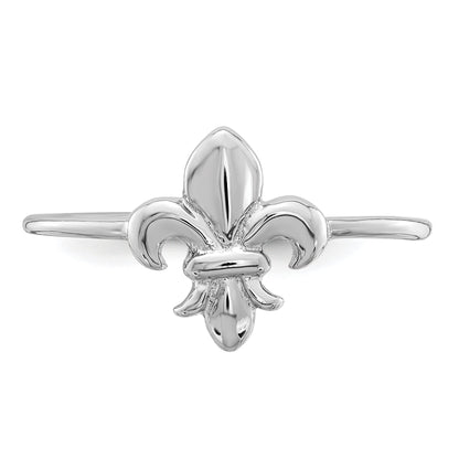 Sterlingsilber Rhodiniert Poliert Fleur De Lis Ring