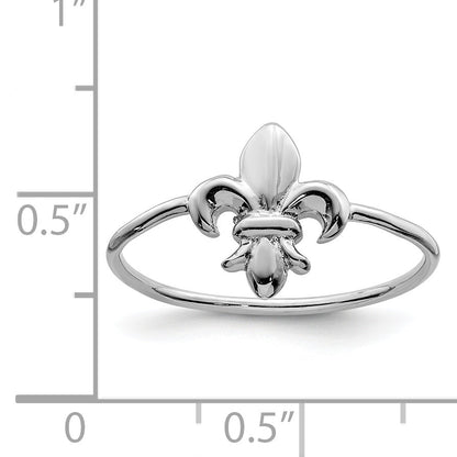 Sterlingsilber Rhodiniert Poliert Fleur De Lis Ring