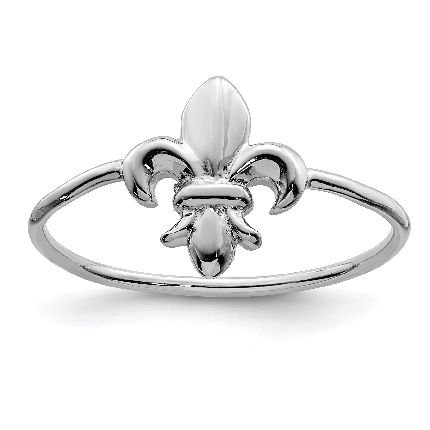Sterlingsilber Rhodiniert Poliert Fleur De Lis Ring