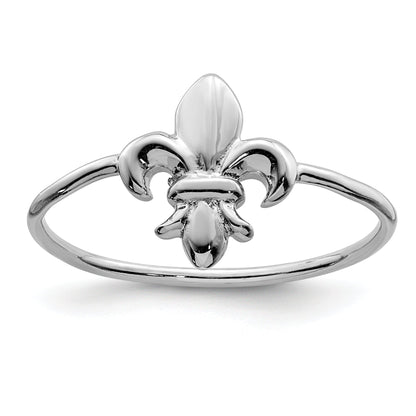 Sterlingsilber Rhodiniert Poliert Fleur De Lis Ring