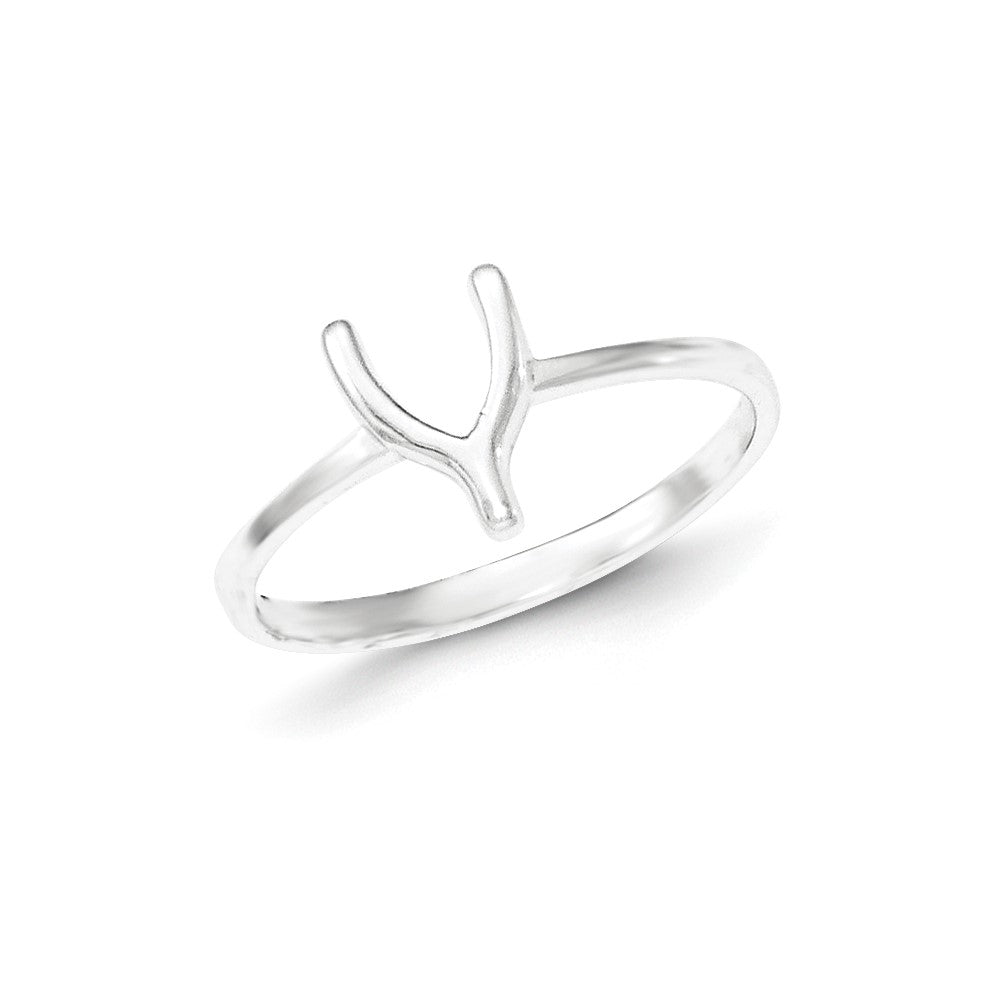 Sterlingsilber Poliert Gabelbein Ring (size 8 Nur)
