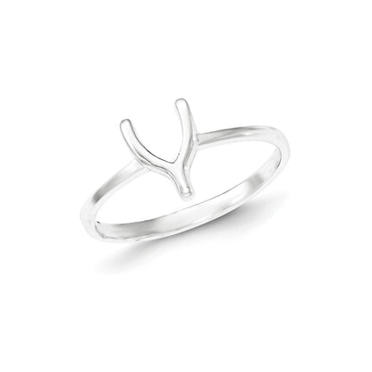 Sterlingsilber Poliert Gabelbein Ring (size 8 Nur)
