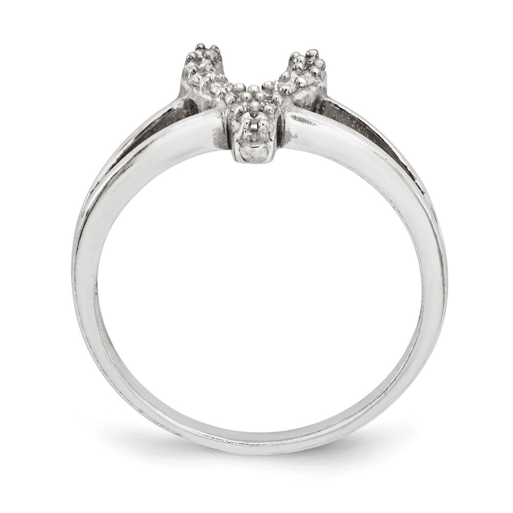 Sterlingsilber Poliert Zirkonia Gabelbein Ring (size 7 Nur)