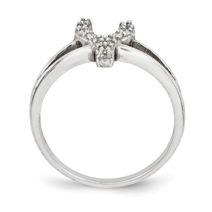 Sterlingsilber Poliert Zirkonia Gabelbein Ring (size 7 Nur)