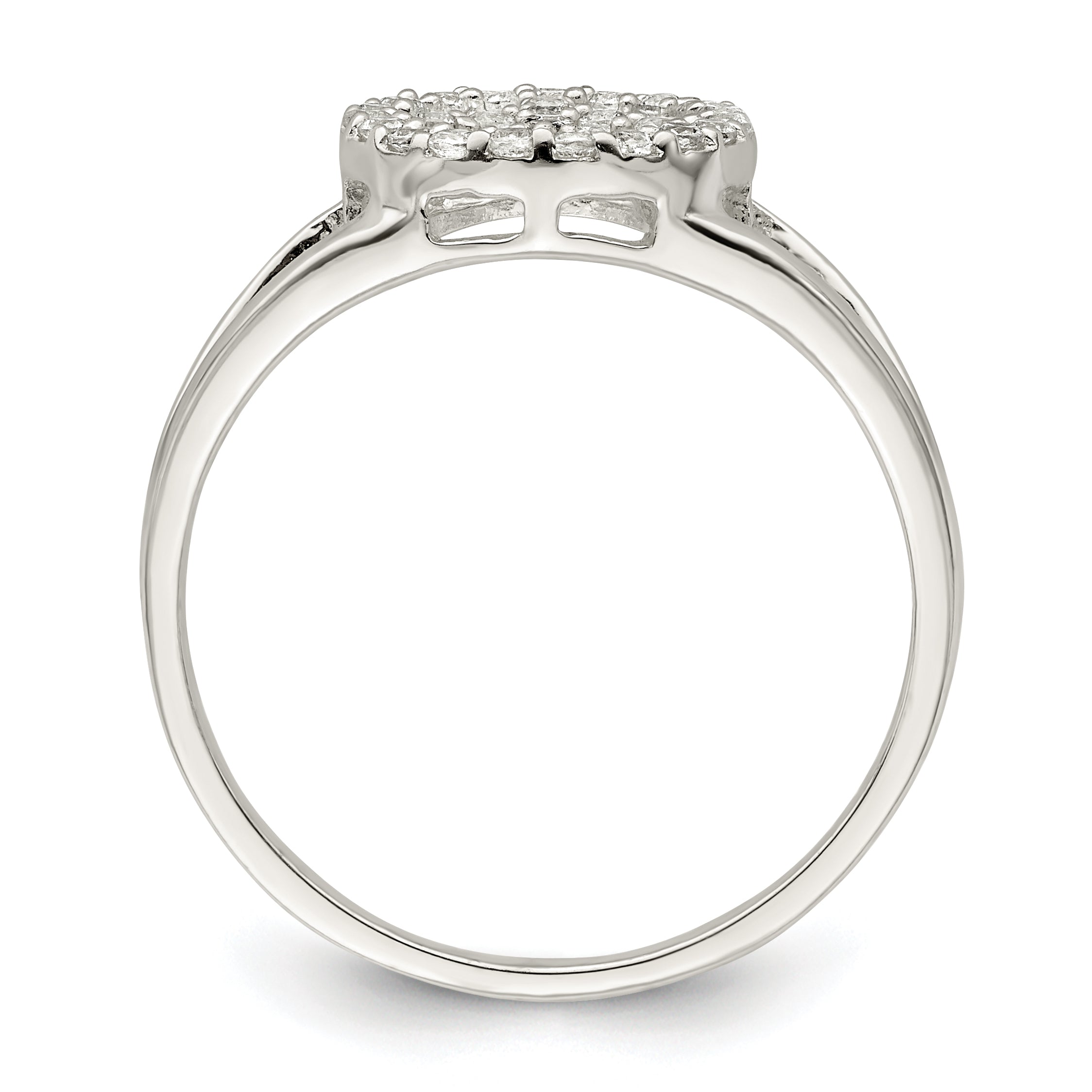 Sterlingsilber Poliert Zirkonia Frieden Zeichen Ring
