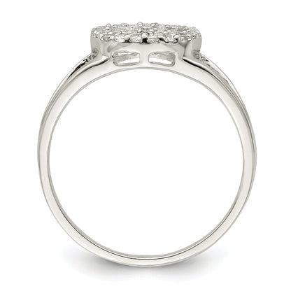 Sterlingsilber Poliert Zirkonia Frieden Zeichen Ring