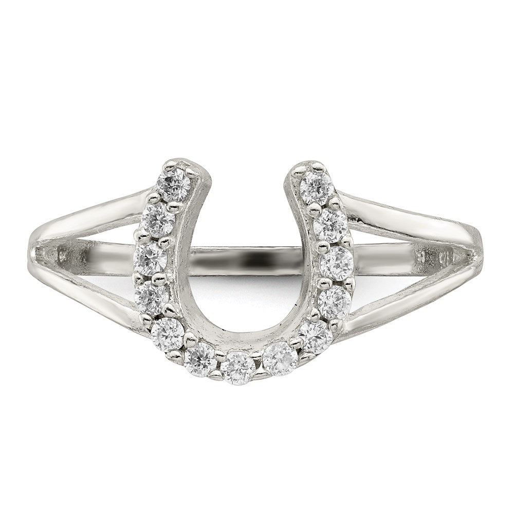 Sterlingsilber Poliert Zirkonia Hufeisen Ring