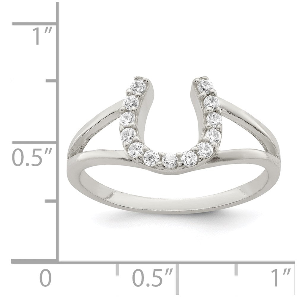 Sterlingsilber Poliert Zirkonia Hufeisen Ring