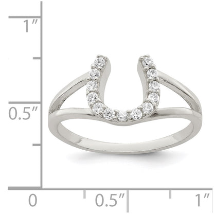 Sterlingsilber Poliert Zirkonia Hufeisen Ring