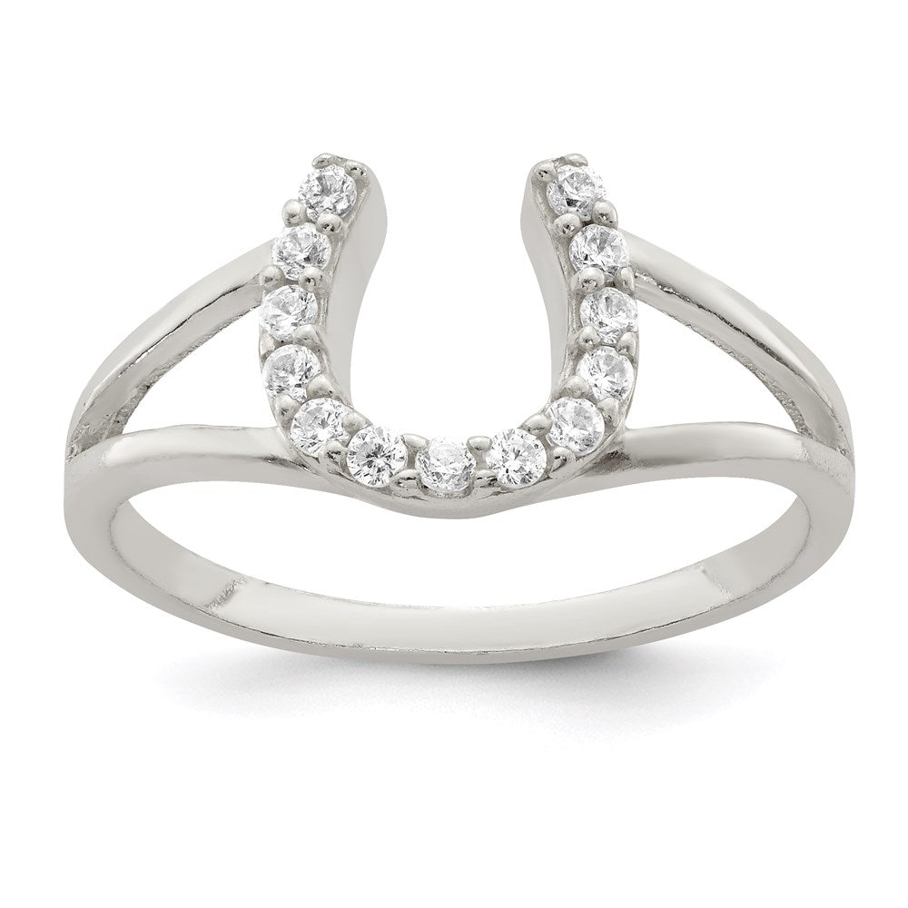 Sterlingsilber Poliert Zirkonia Hufeisen Ring