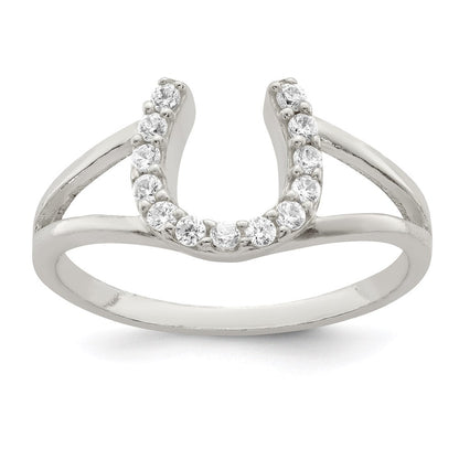 Sterlingsilber Poliert Zirkonia Hufeisen Ring
