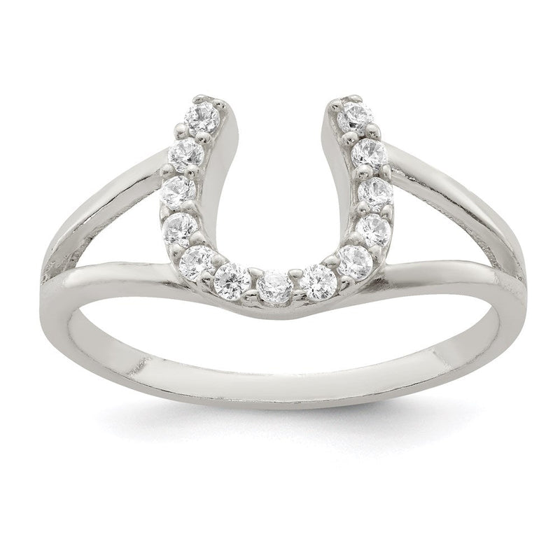 Sterlingsilber Poliert Zirkonia Hufeisen Ring