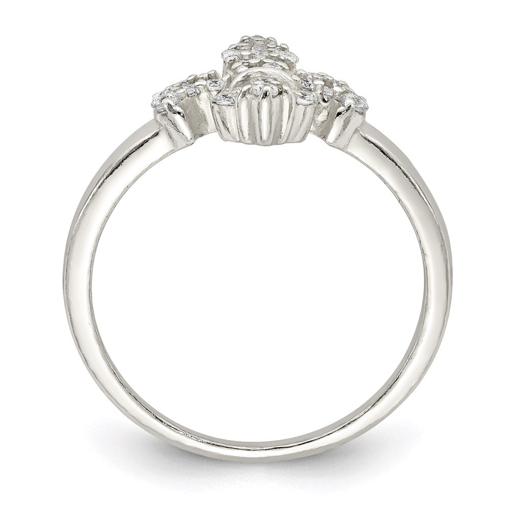 Sterlingsilber Poliert Zirkonia Fleur De Lis Ring