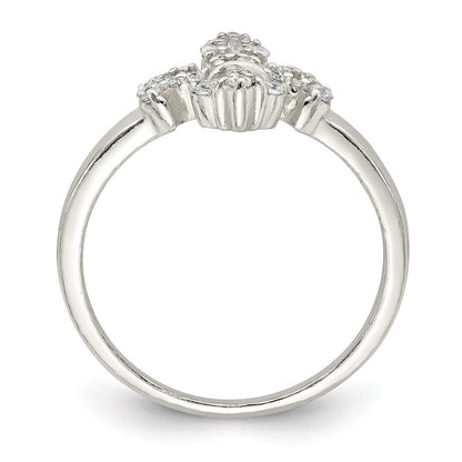 Sterlingsilber Poliert Zirkonia Fleur De Lis Ring