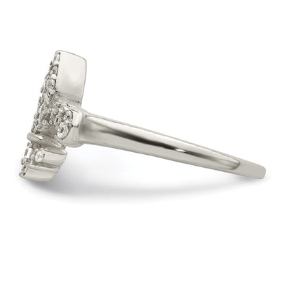 Sterlingsilber Poliert Zirkonia Fleur De Lis Ring