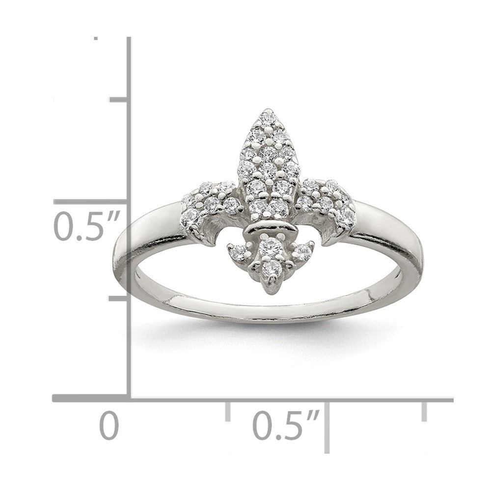 Sterlingsilber Poliert Zirkonia Fleur De Lis Ring