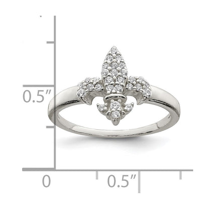 Sterlingsilber Poliert Zirkonia Fleur De Lis Ring