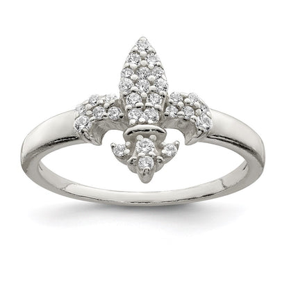 Sterlingsilber Poliert Zirkonia Fleur De Lis Ring