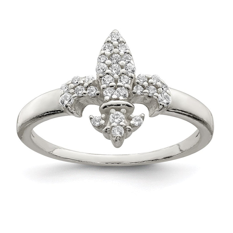 Sterlingsilber Poliert Zirkonia Fleur De Lis Ring