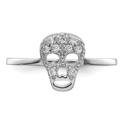 Sterlingsilber Rhodiniert Zirkonia Totenkopf Ring