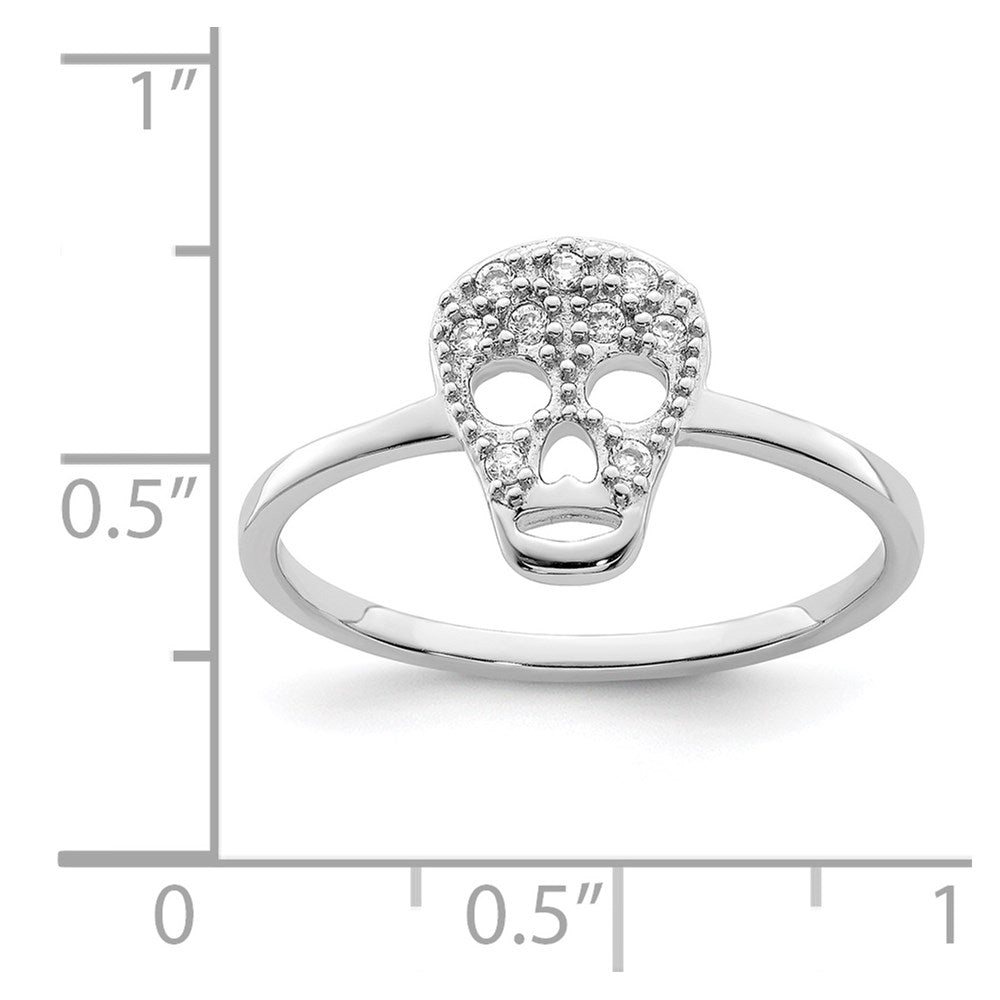 Sterlingsilber Rhodiniert Zirkonia Totenkopf Ring