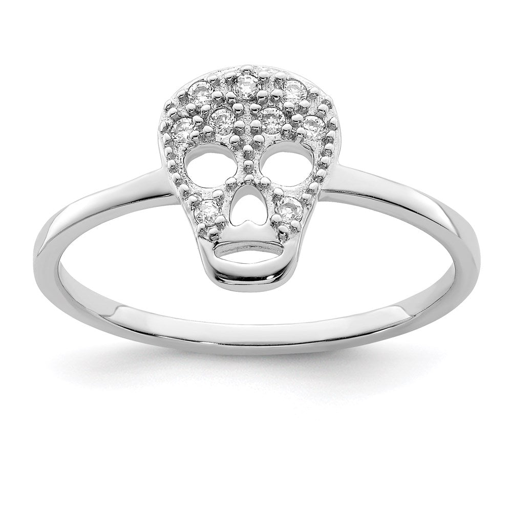 Sterlingsilber Rhodiniert Zirkonia Totenkopf Ring