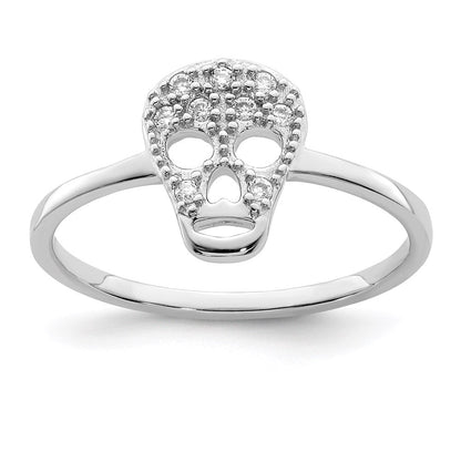 Sterlingsilber Rhodiniert Zirkonia Totenkopf Ring