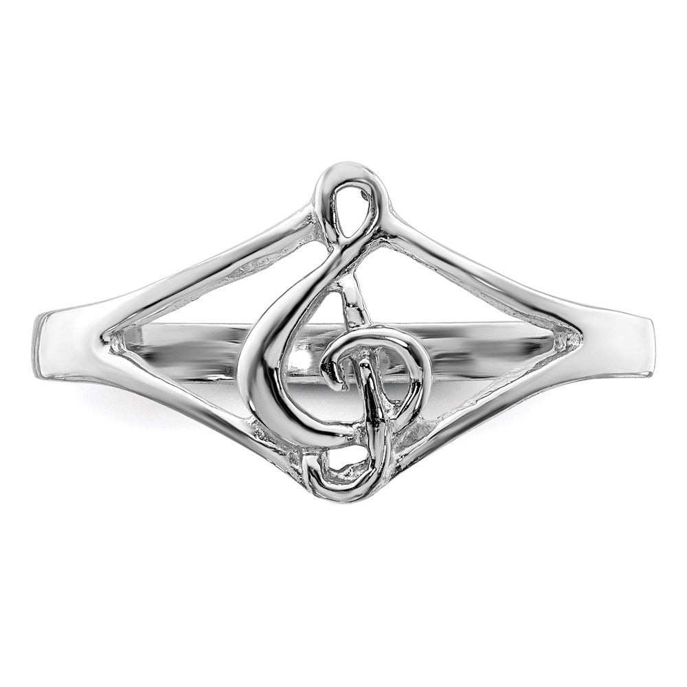 Sterlingsilber Rhodiniert Poliert Musik Note Ring