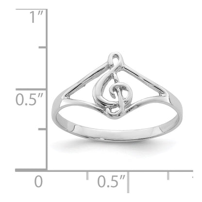 Sterlingsilber Rhodiniert Poliert Musik Note Ring