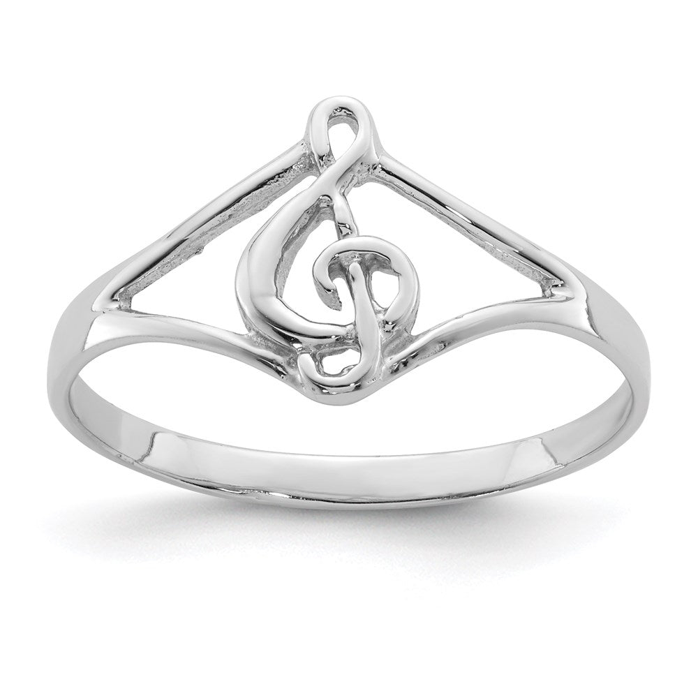 Sterlingsilber Rhodiniert Poliert Musik Note Ring