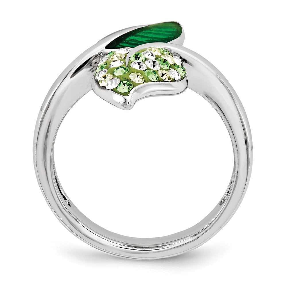 Sterlingsilber Preciosa Kristall & Emailliert Grün Leaves Ring
