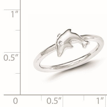 Sterlingsilber Zirkonia Delfin Ring