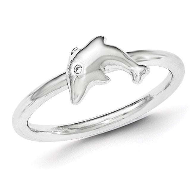 Sterlingsilber Zirkonia Delfin Ring