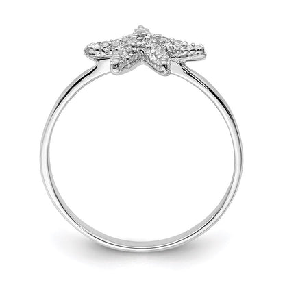 Sterlingsilber Rhodiniert Poliert Zirkonia Seestern Ring