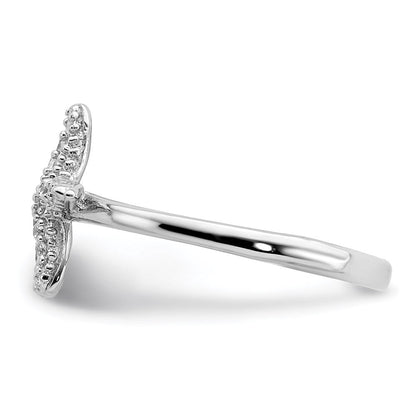 Sterlingsilber Rhodiniert Poliert Zirkonia Seestern Ring