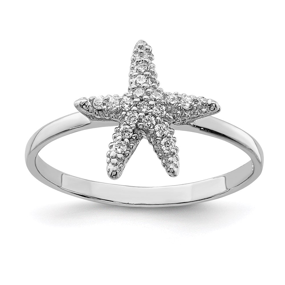 Sterlingsilber Rhodiniert Poliert Zirkonia Seestern Ring