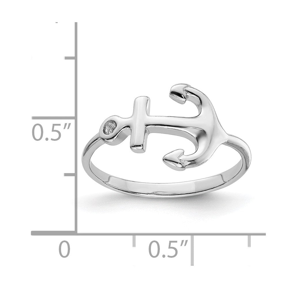 Sterlingsilber Rhodiniert Poliert Anker Ring