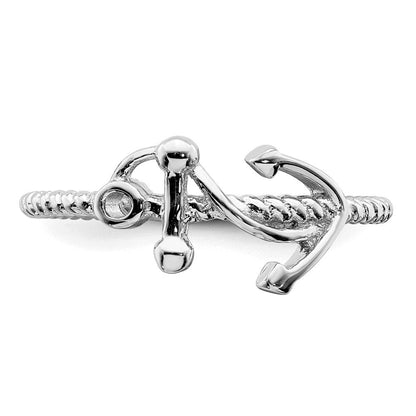 Sterlingsilber Rhodiniert Poliert Anker Ring