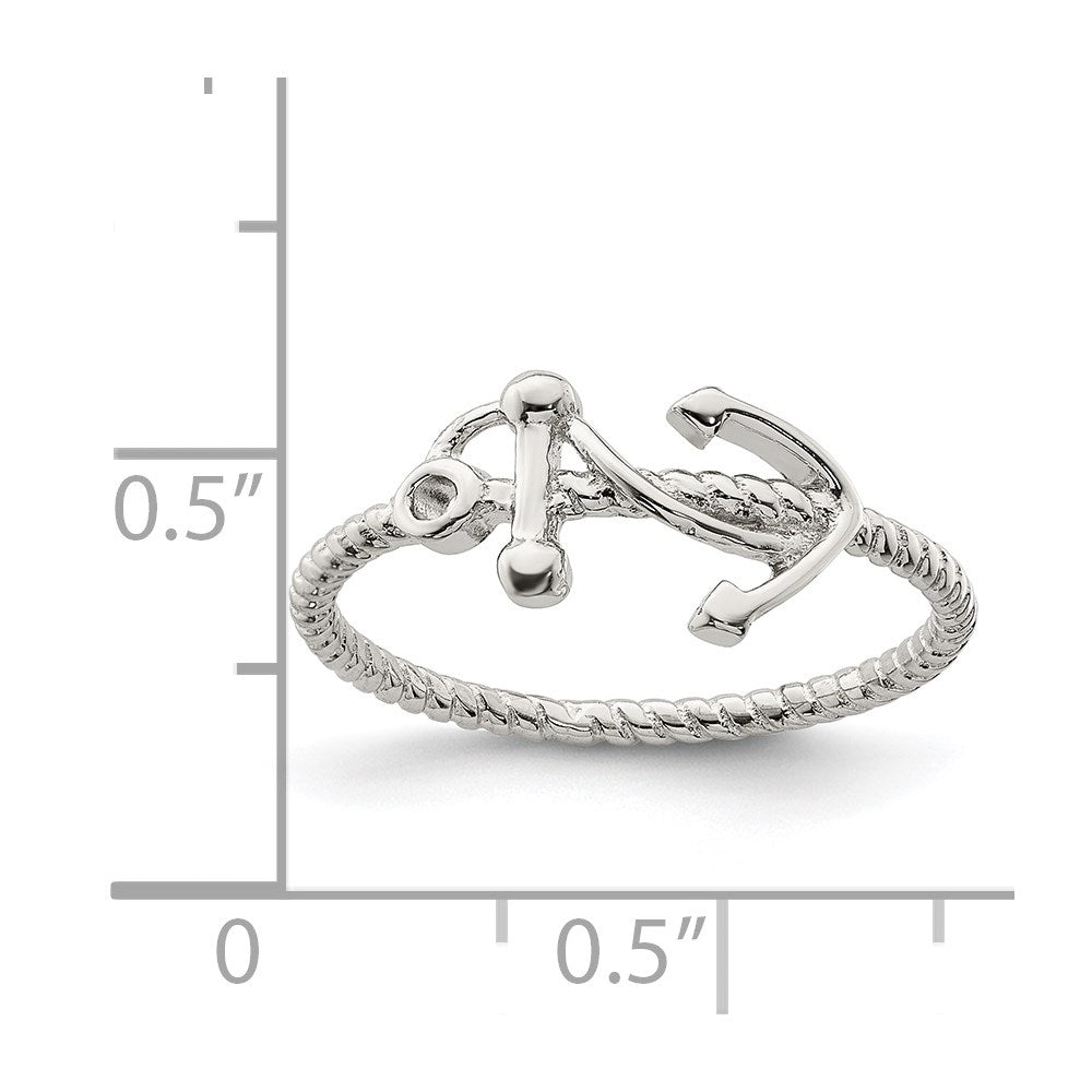 Sterlingsilber Rhodiniert Poliert Anker Ring