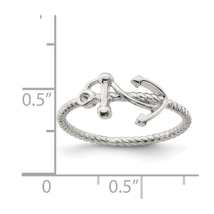 Sterlingsilber Rhodiniert Poliert Anker Ring
